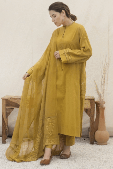 ZN777-SUMMER 3PC Lawn Embroidered Shirt With organza Embroidered Dupatta